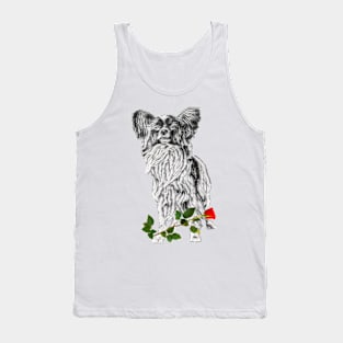 Valentines Papillon With Rose Tank Top